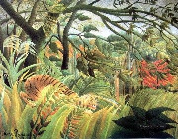 tiger in a tropical storm Oil Paintings